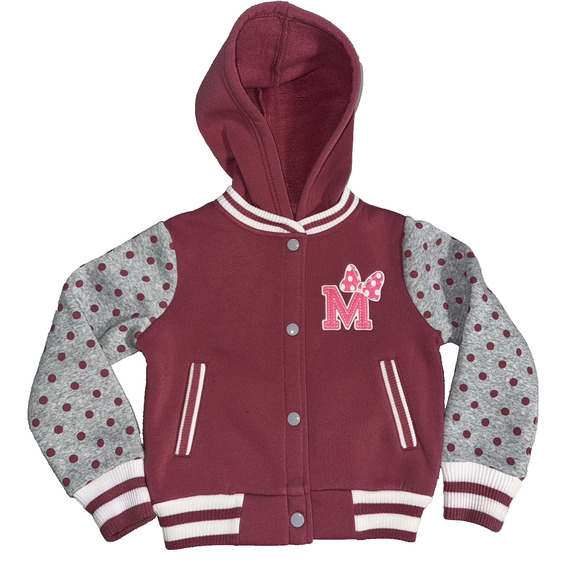 Unik Girls 4 Varsity Jacket Fleece Embroided Mini Bow Polka Dot Casual Everyday - Picture 1 of 10